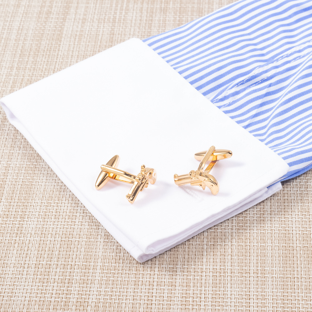 High-grade electroplated gold and silver signal gun brass cufflinks