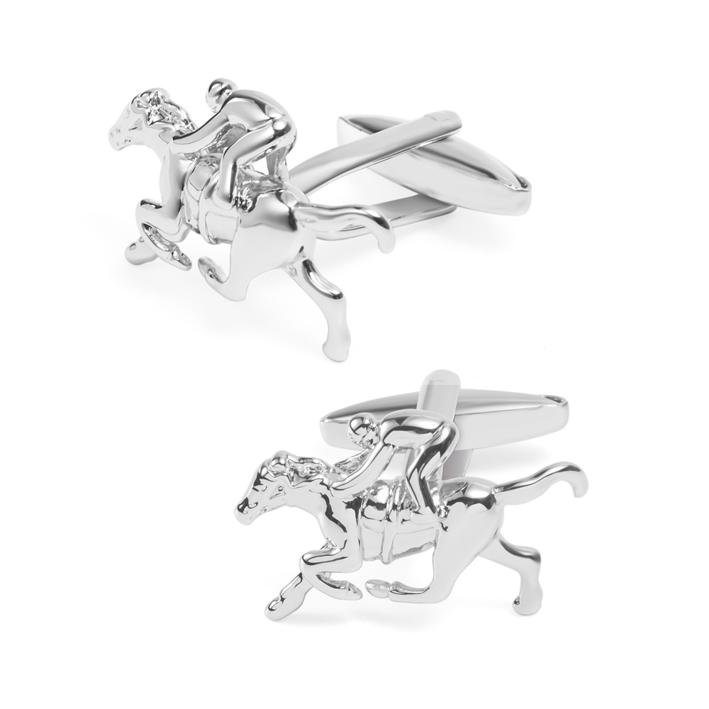 Horse racing shape glossy high quality metal cufflinks for men