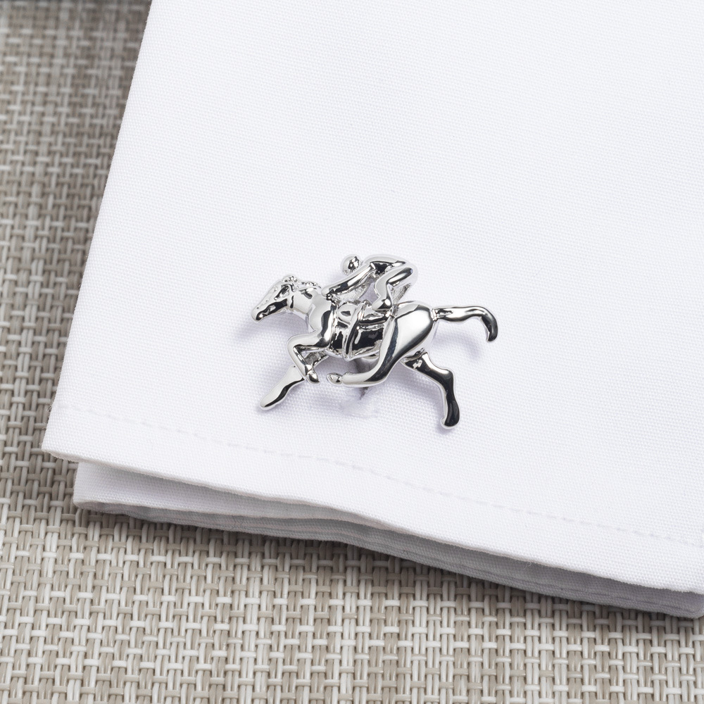 Horse racing shape glossy high quality metal cufflinks for men