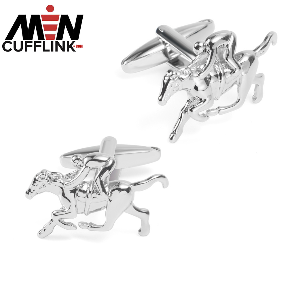 Horse racing shape glossy high quality metal cufflinks for men