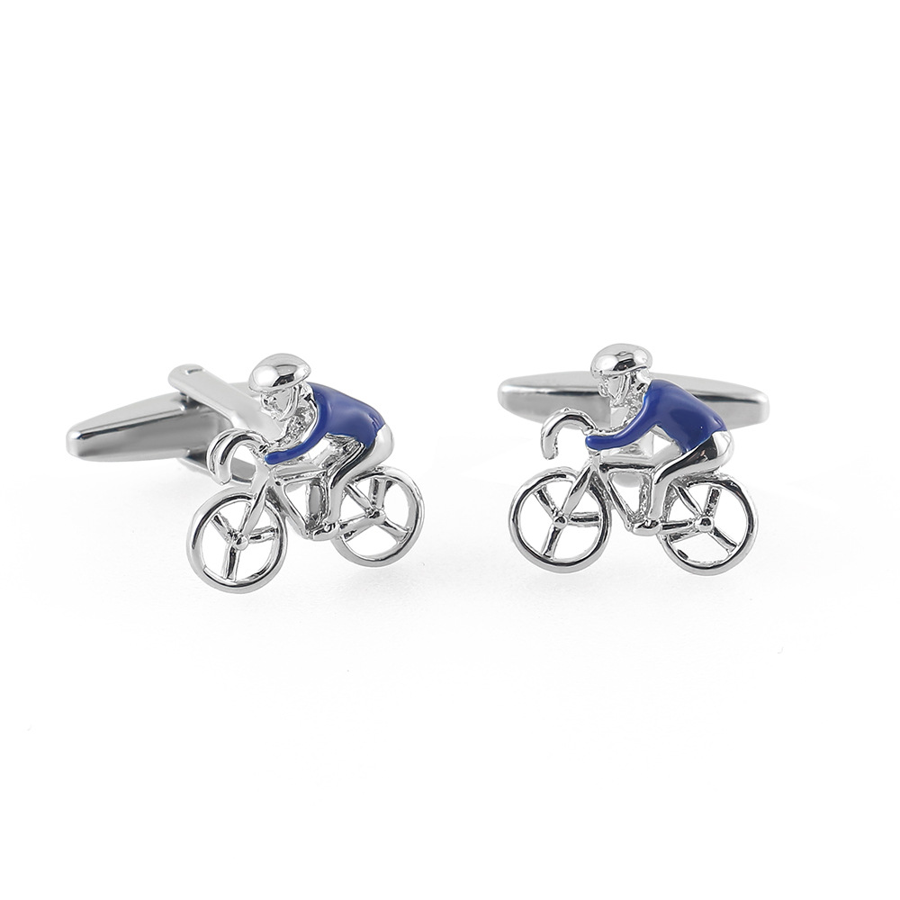 Lacquered enamel bicycle metal cufflinks