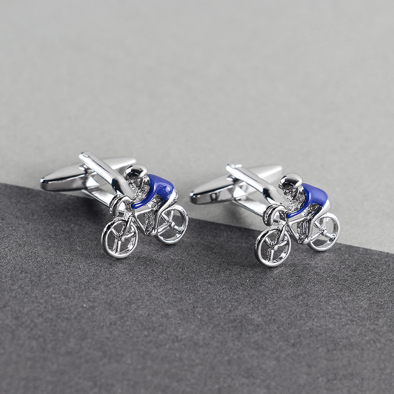 Lacquered enamel bicycle metal cufflinks