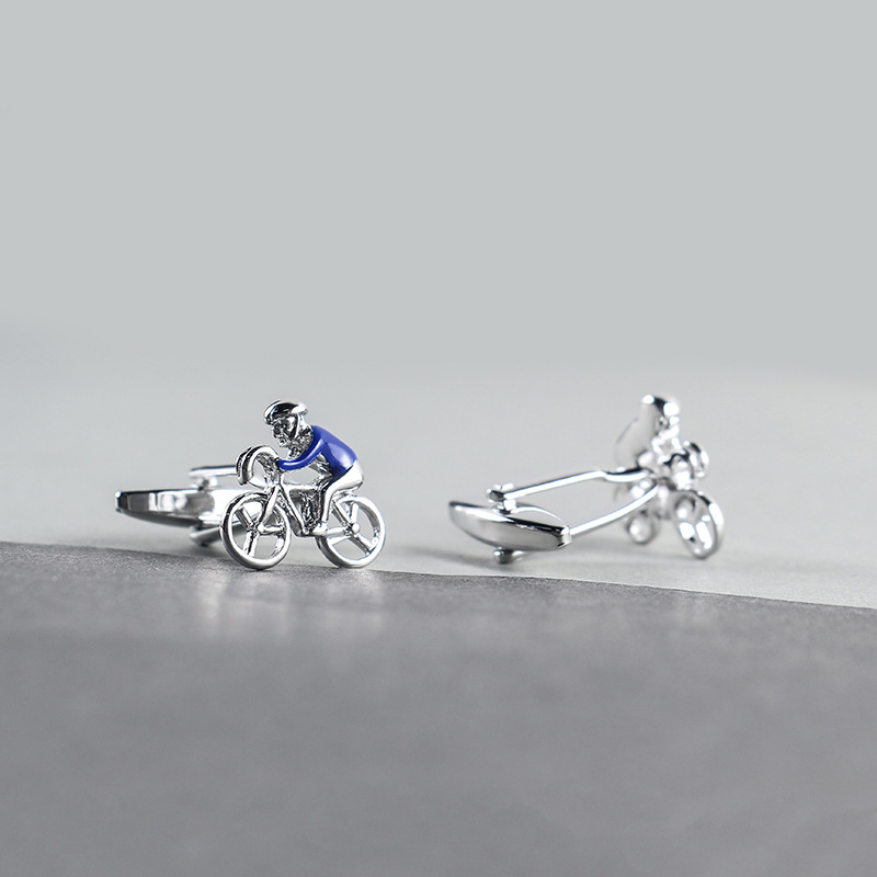 Lacquered enamel bicycle metal cufflinks