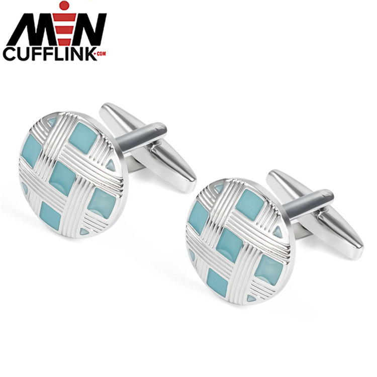 Light Blue Enameled Metal Cufflinks wholesale