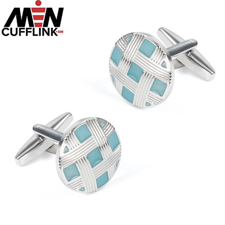 Light Blue Enameled Metal Cufflinks wholesale