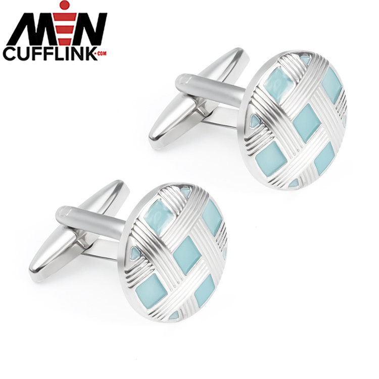 Light Blue Enameled Metal Cufflinks wholesale