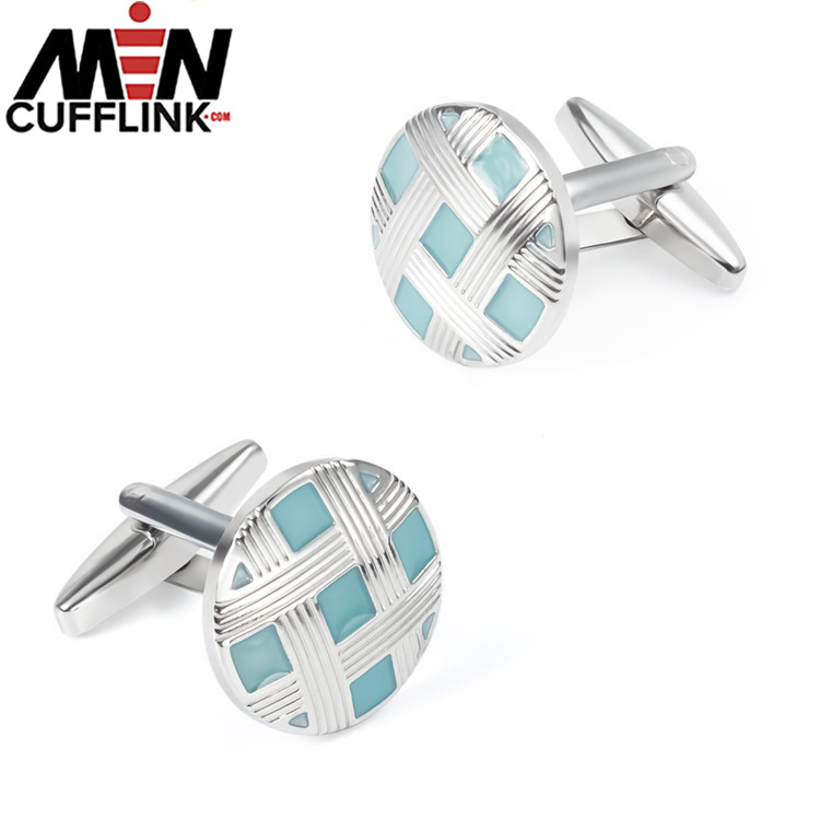 Light Blue Enameled Metal Cufflinks wholesale