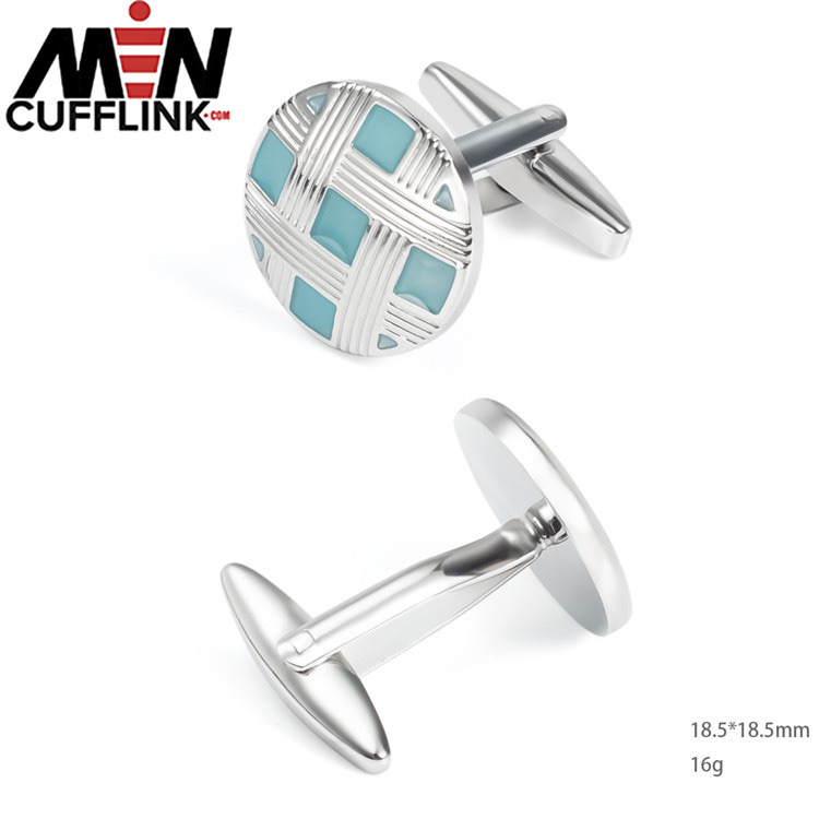 Light Blue Enameled Metal Cufflinks wholesale