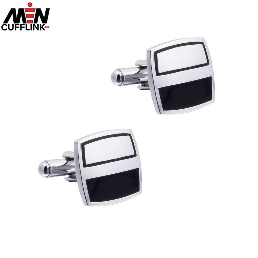 Men cufflink factory Square glossy drip enamel metal cufflinks