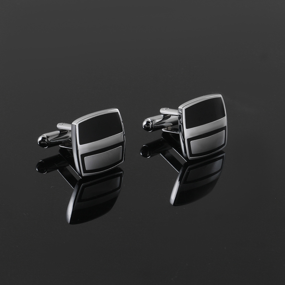 Men cufflink factory Square glossy drip enamel metal cufflinks