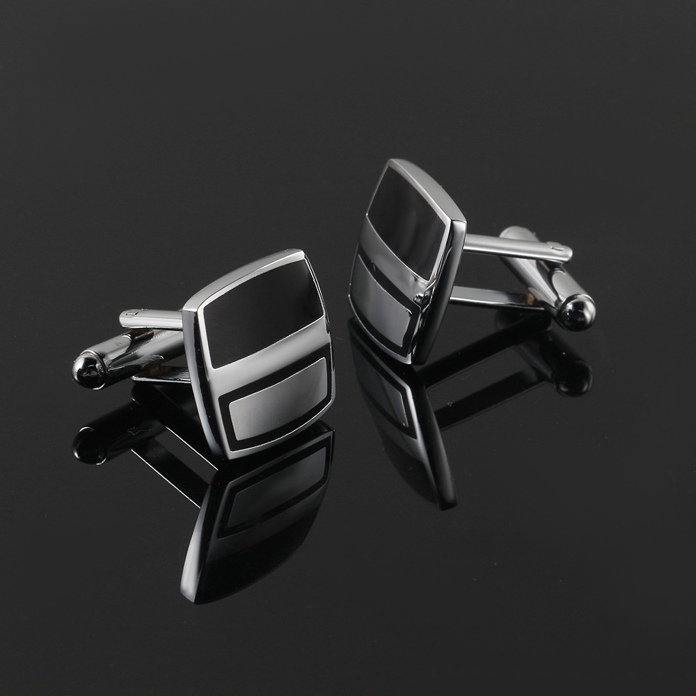 Men cufflink factory Square glossy drip enamel metal cufflinks