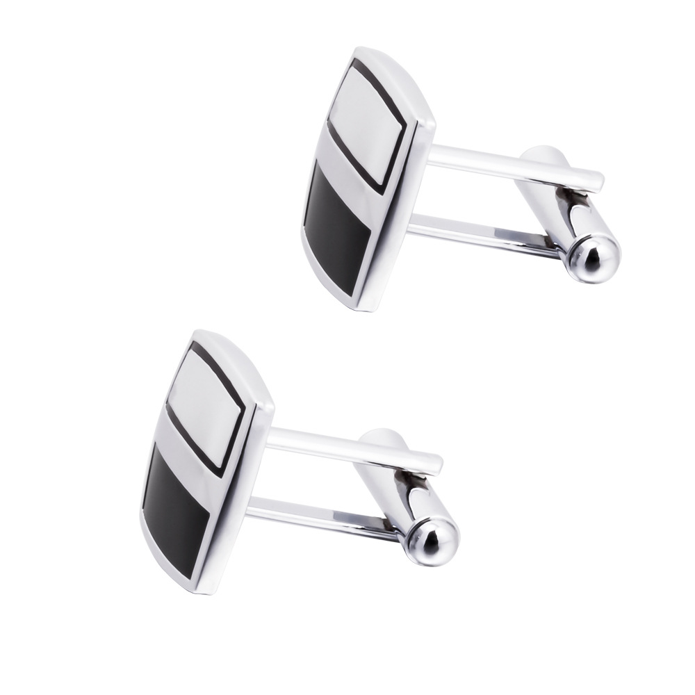 Men cufflink factory Square glossy drip enamel metal cufflinks