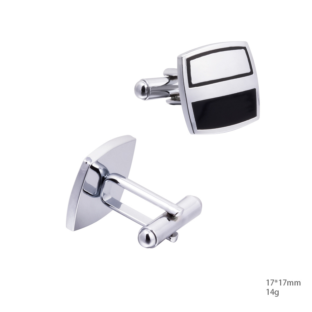 Men cufflink factory Square glossy drip enamel metal cufflinks