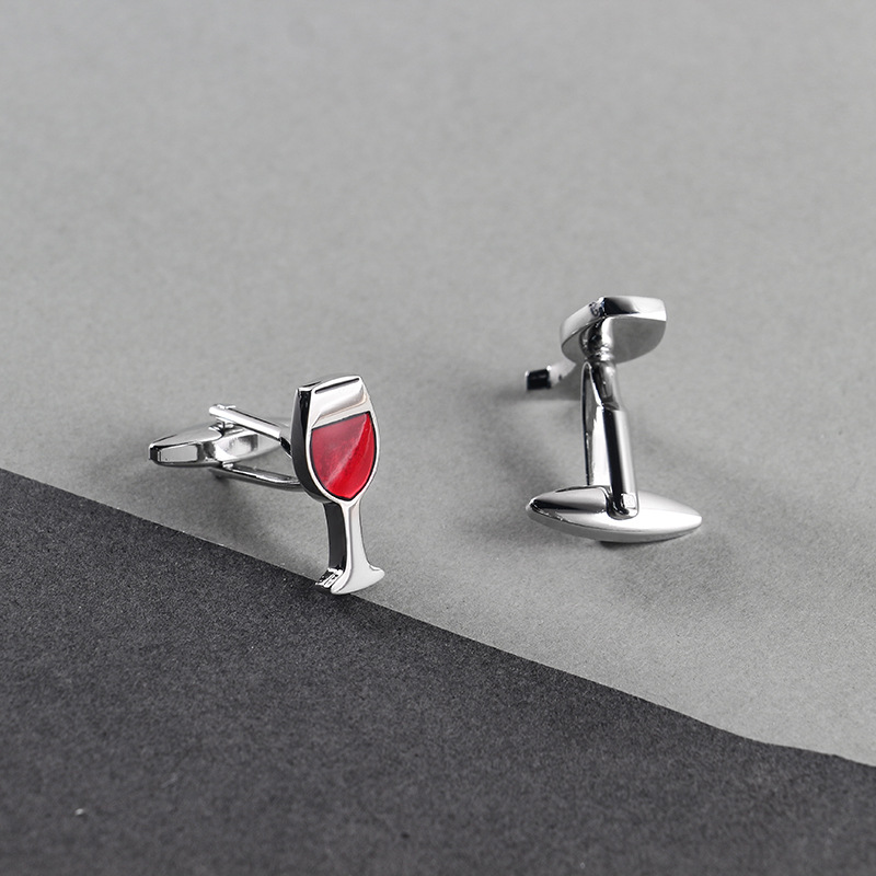 Men cufflink red wine cup cufflinks  enamel cufflinks wholesale