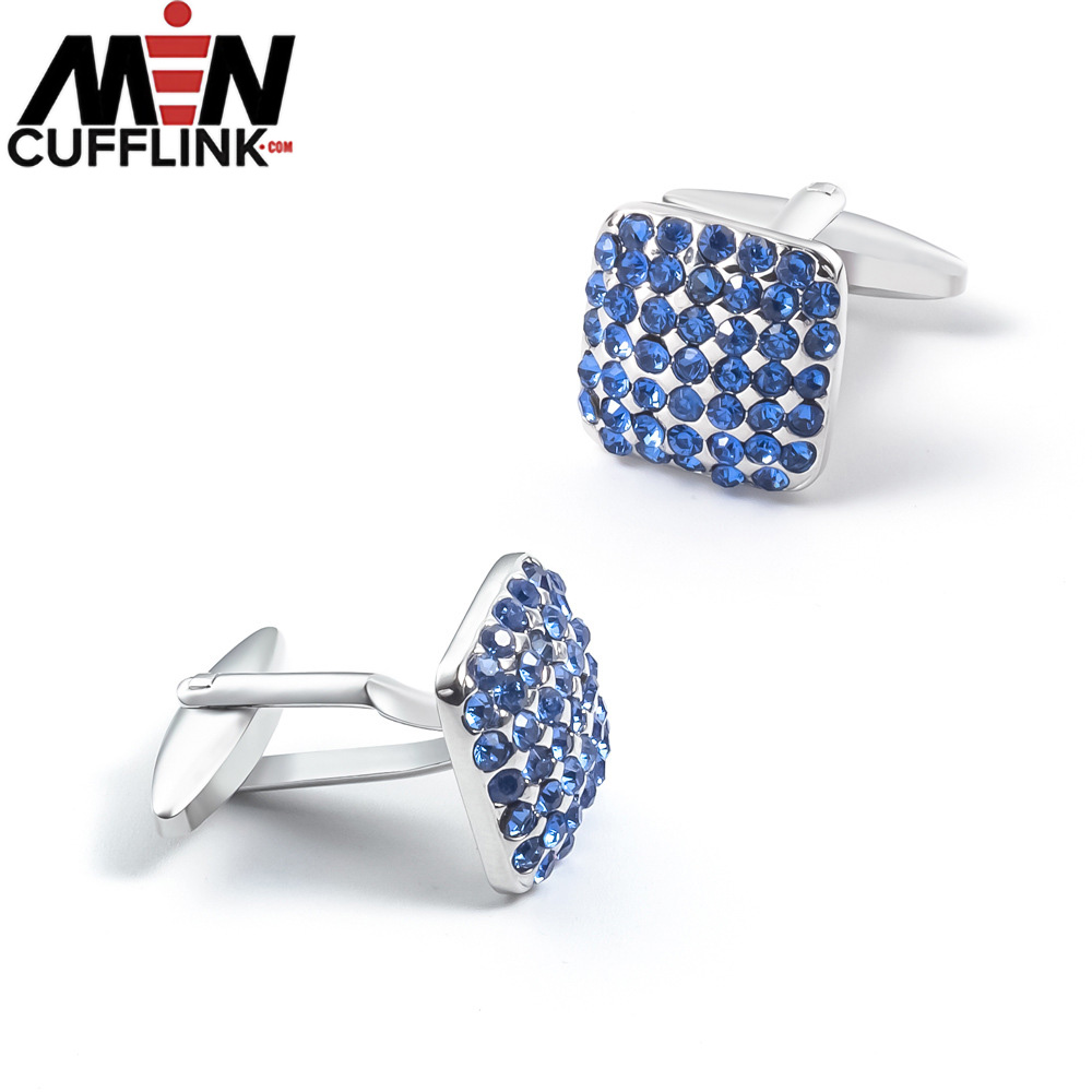 Metal Cufflinks Blue Rhinestones cufflinks