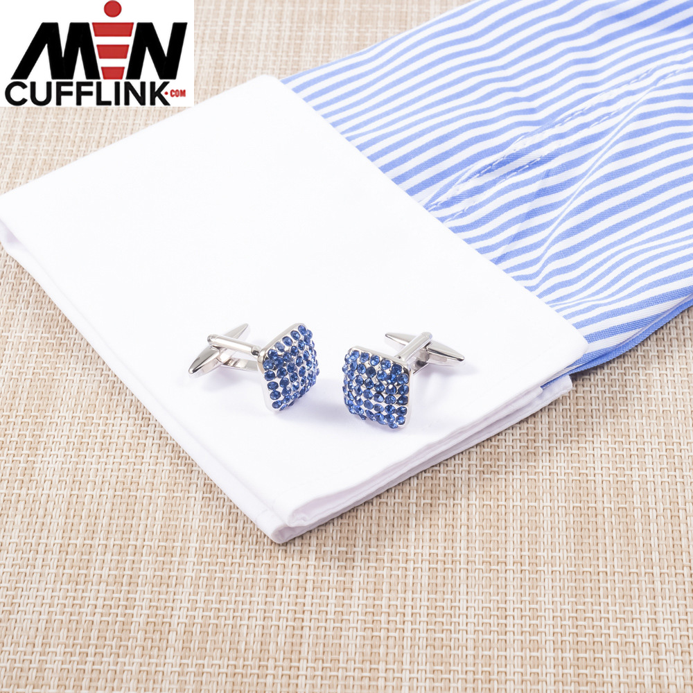 Metal Cufflinks Blue Rhinestones cufflinks