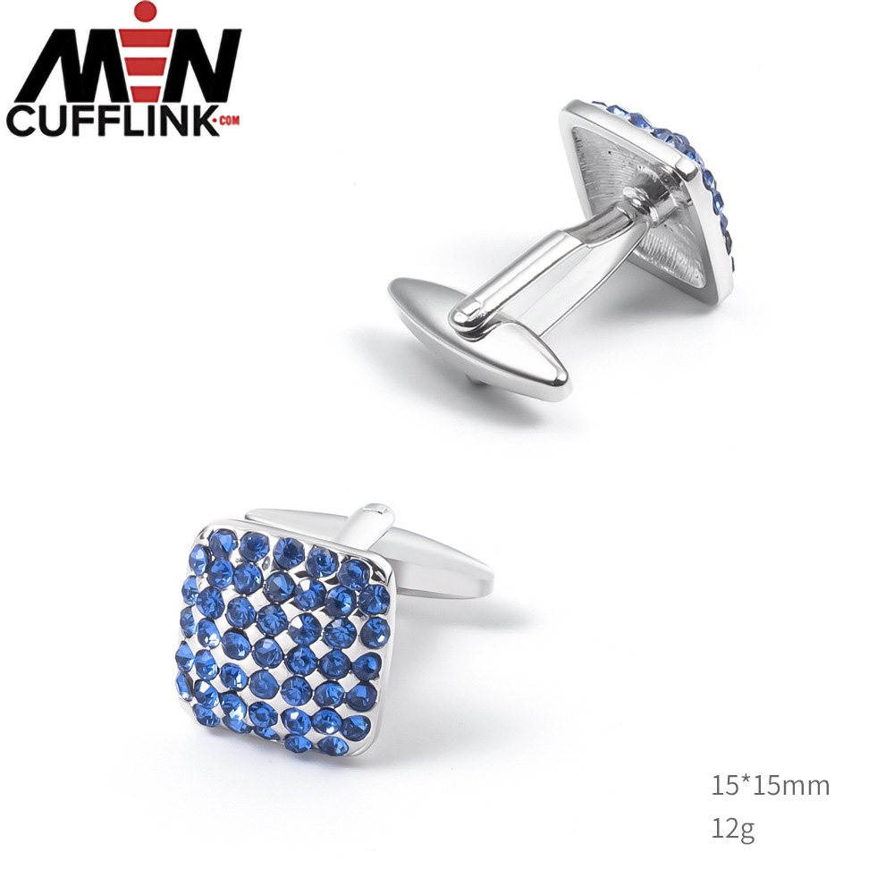 Metal Cufflinks Blue Rhinestones cufflinks