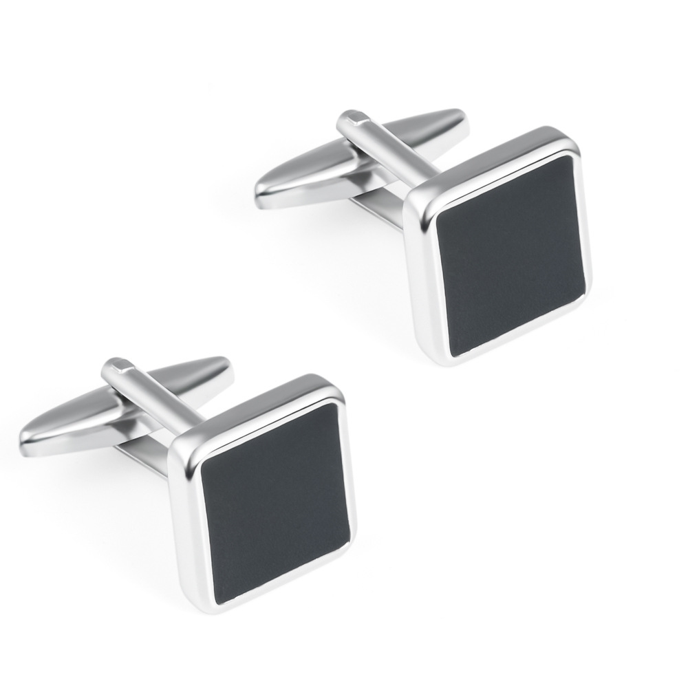 Metal Square rubber enamel cufflinks wholesale