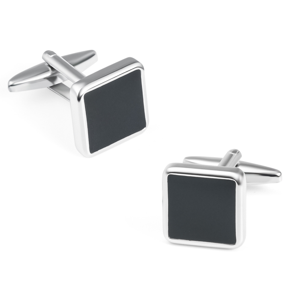 Metal Square rubber enamel cufflinks wholesale