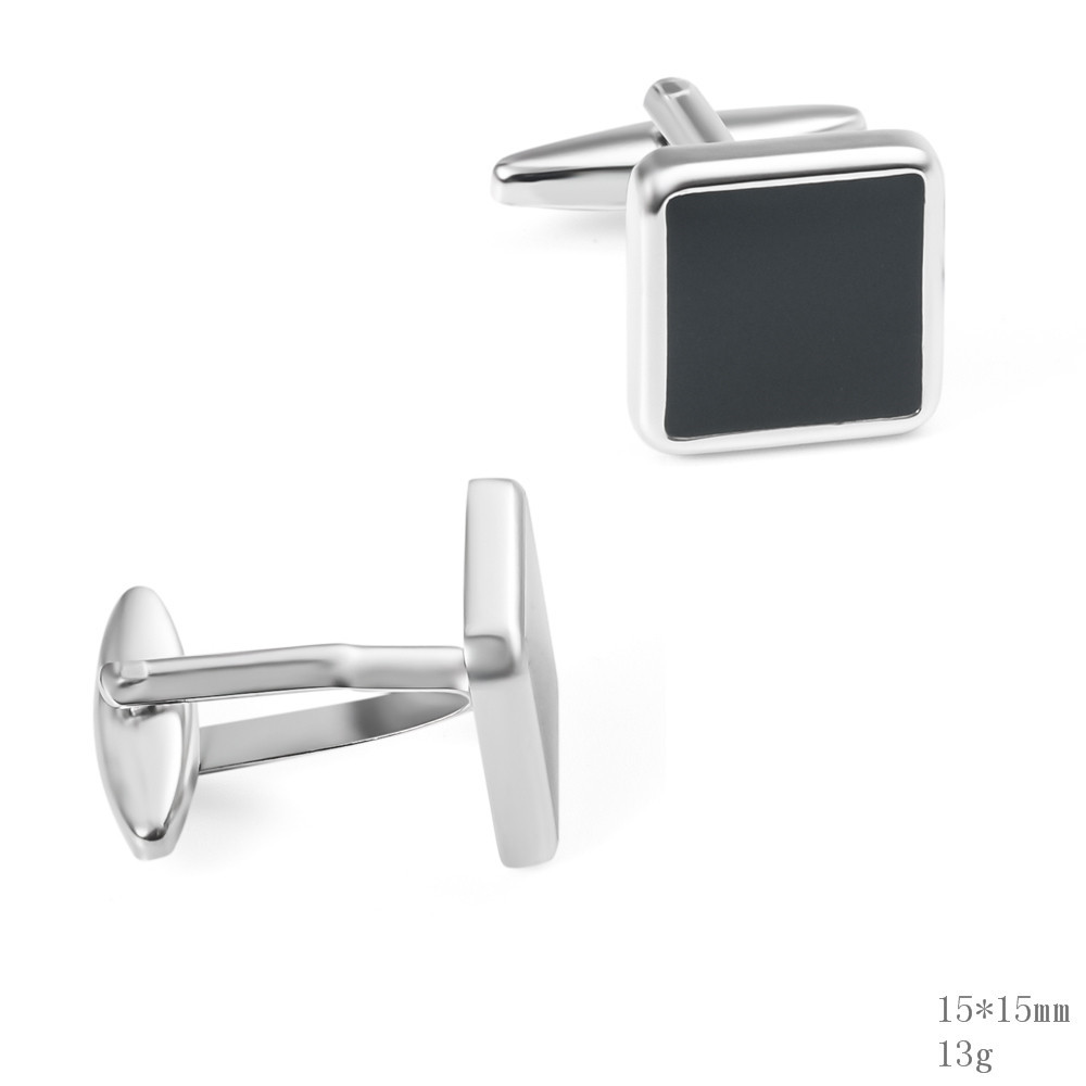 Metal Square rubber enamel cufflinks wholesale