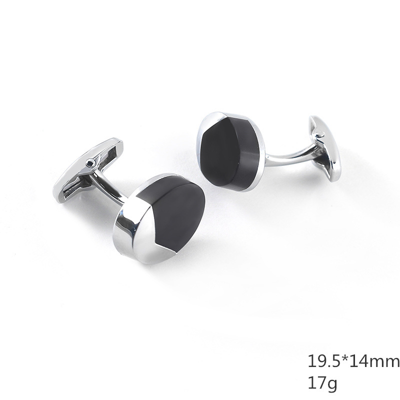 Enamel metal cufflinks Oval black epoxy cufflink