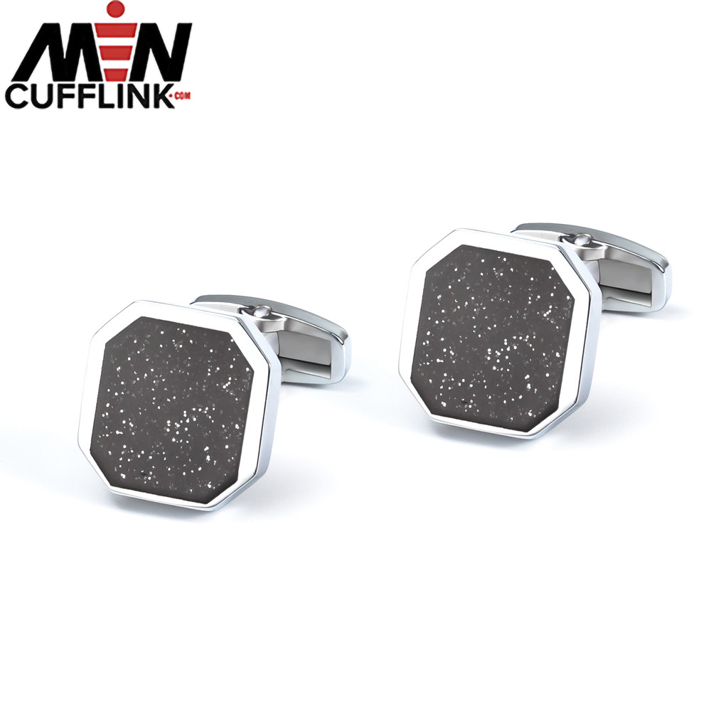 Polygon inlaid gold sandstone accessories alloy cufflinks