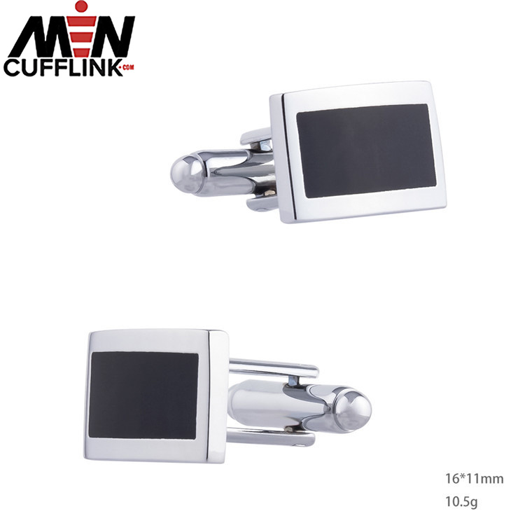 Rectangular black epoxy enamel full copper metal cufflinks