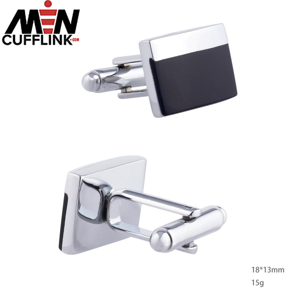 Rectangular black epoxy enamel metal cufflinks wholesale