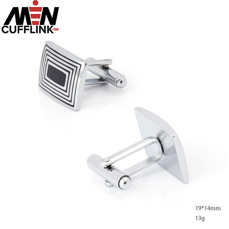 Rectangular navy blue oil drip vintage pattern metal cufflinks