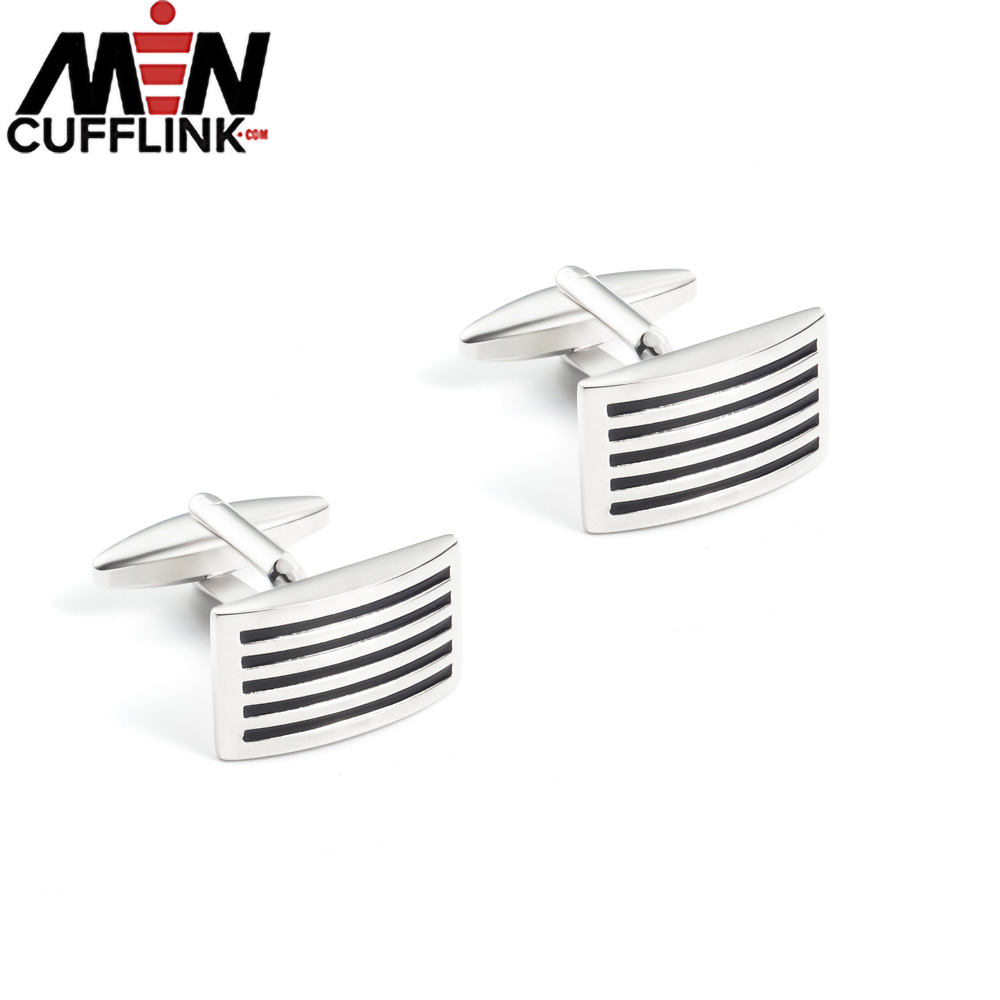 Rectangular stripe oil drip enamel cufflinks