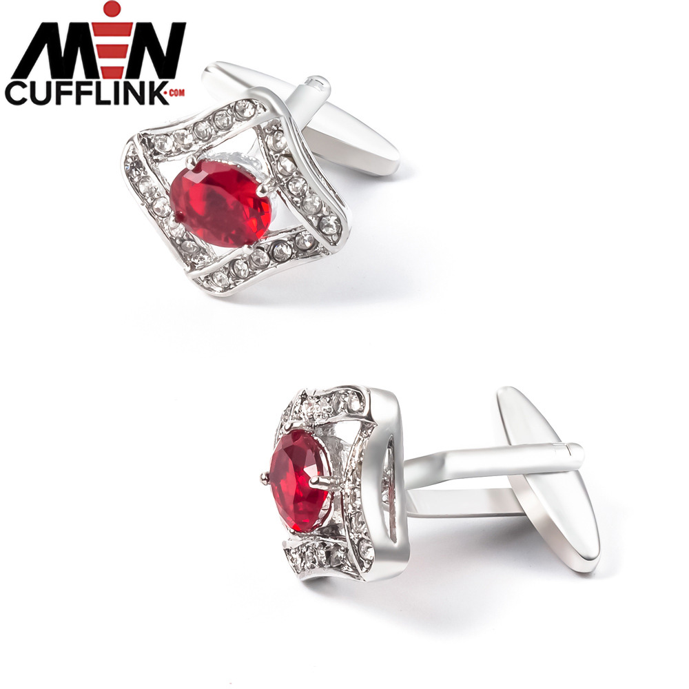 Rhombus Red Rhinestone Cufflink supplier