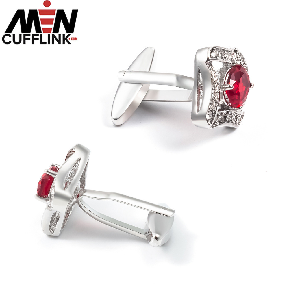 Rhombus Red Rhinestone Cufflink supplier