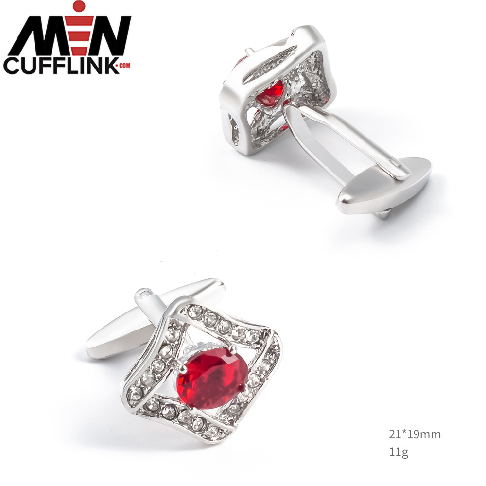 Rhombus Red Rhinestone Cufflink supplier