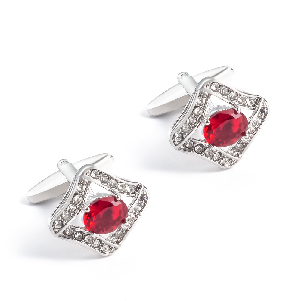 Rhombus Red Rhinestone Cufflink supplier