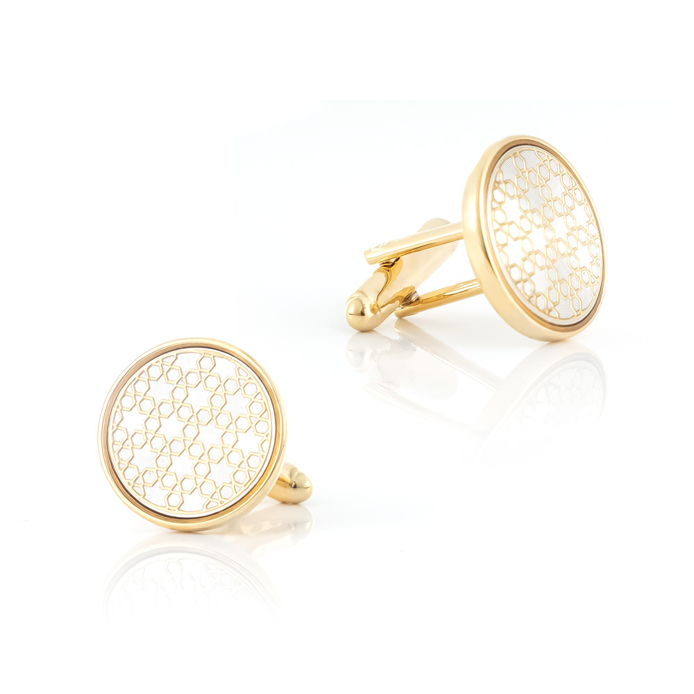 Round Gold CD Epoxy Enamel Metal Cufflinks