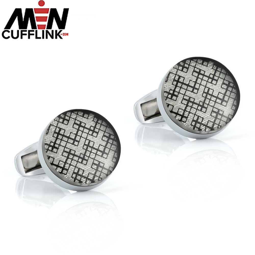 Round Photo Paper Epoxy Enamel Metal Cufflinks