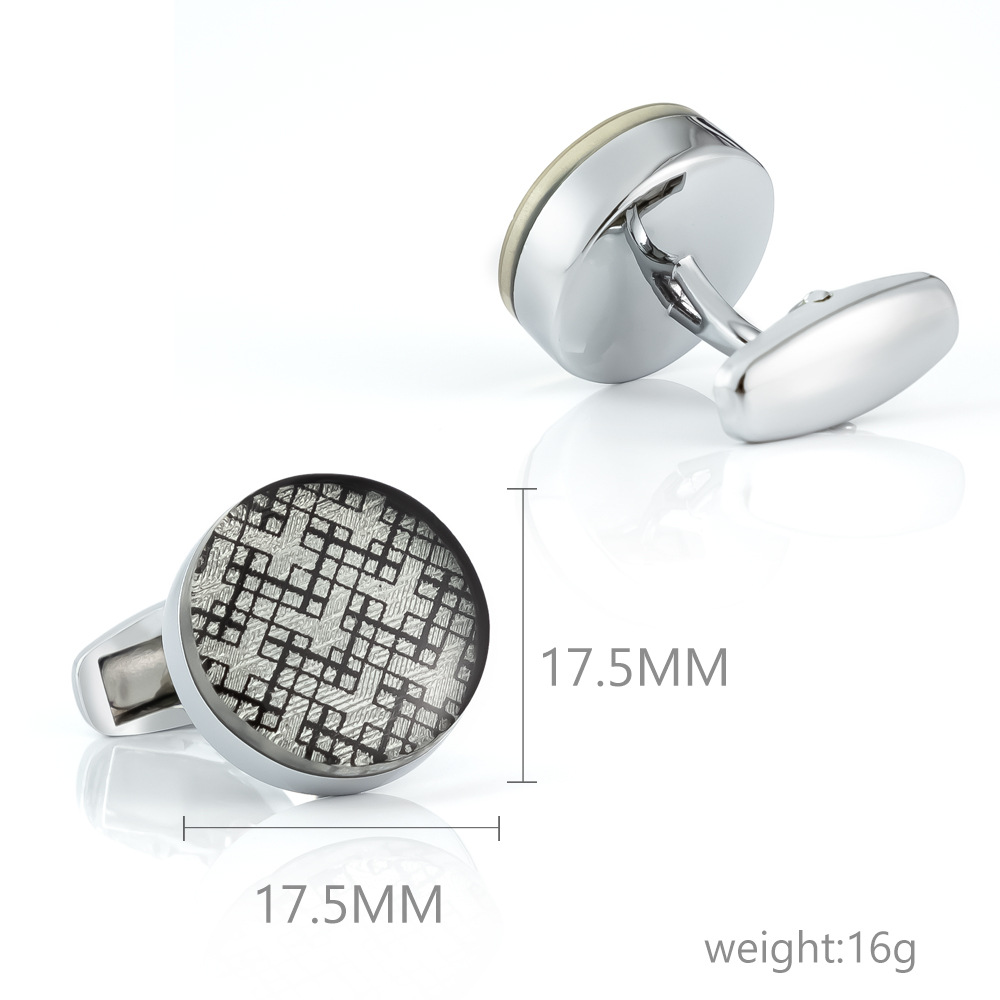 Round Photo Paper Epoxy Enamel Metal Cufflinks