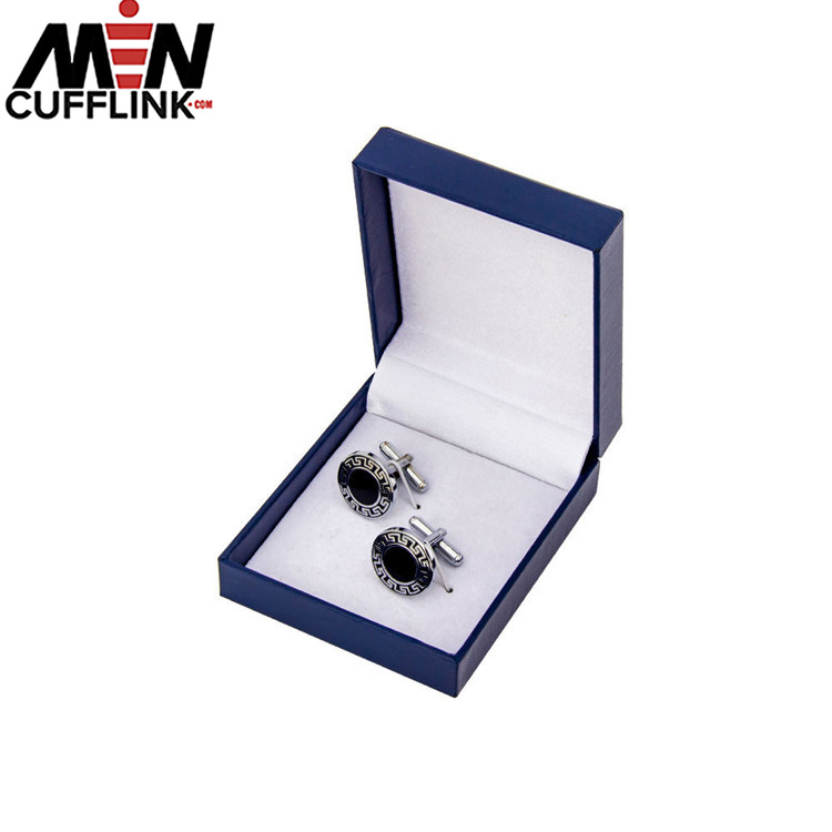 Round cufflink wholesale black enamel cufflinks for men with factory prices