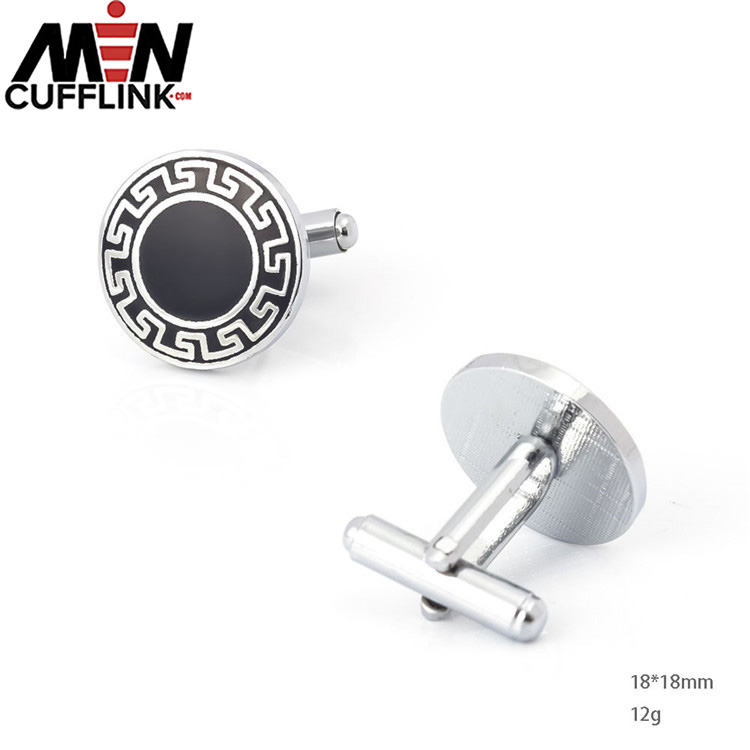 Round cufflink wholesale black enamel cufflinks for men with factory prices