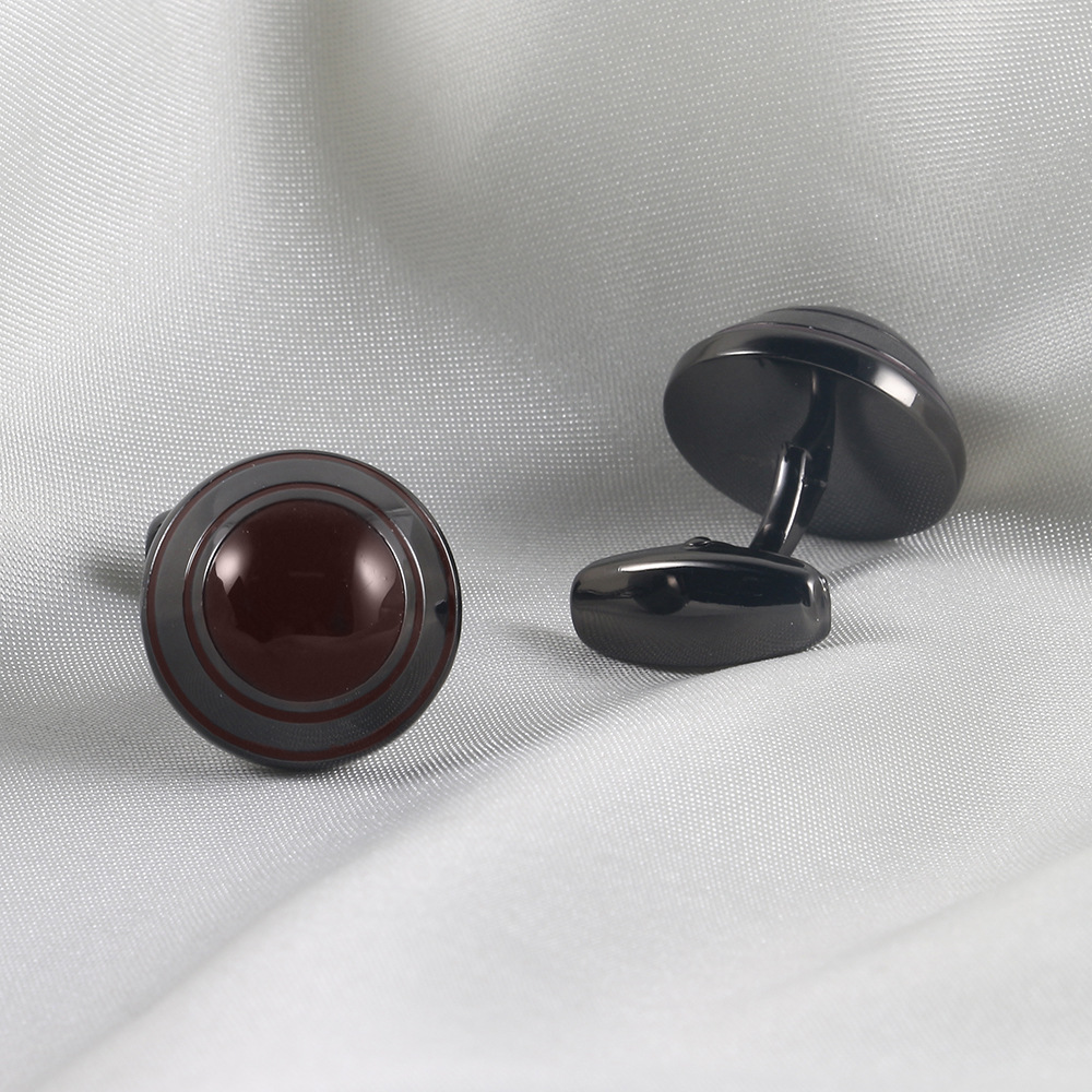 Round oil drip enamel cufflinks