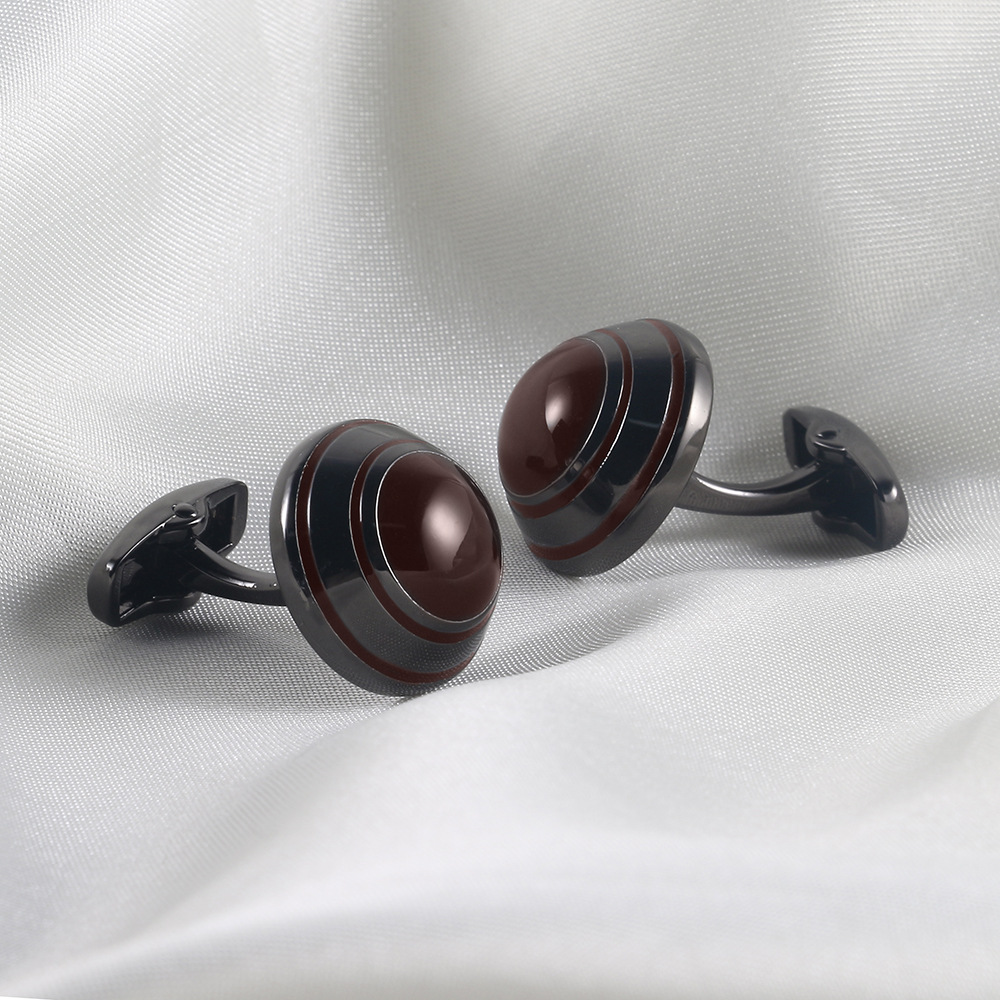 Round oil drip enamel cufflinks