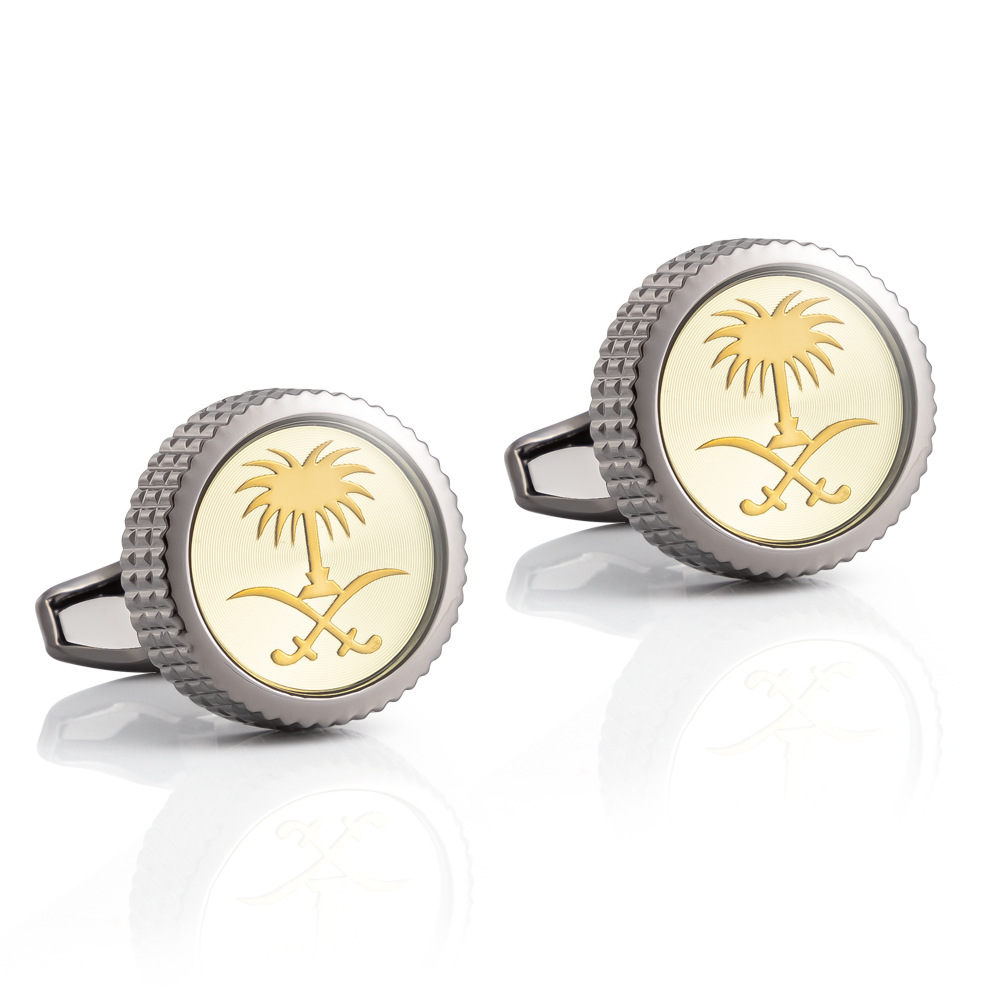 Saudi Arabia pattern CD disc glue enamel metal cufflinks