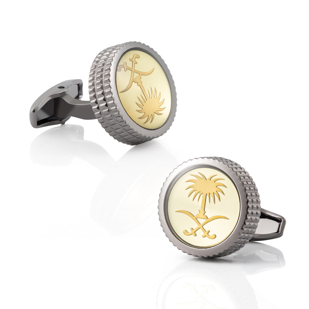 Saudi Arabia pattern CD disc glue enamel metal cufflinks