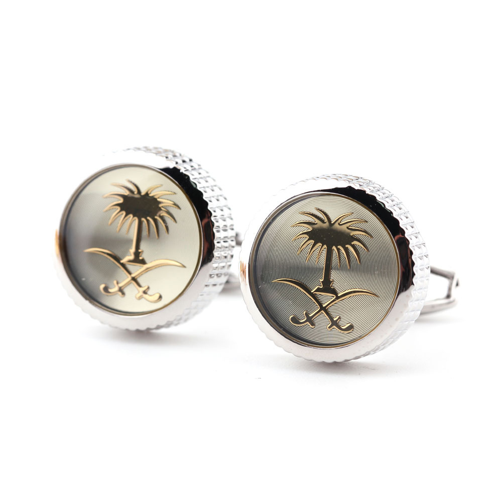 Saudi Arabia pattern CD disc glue enamel metal cufflinks