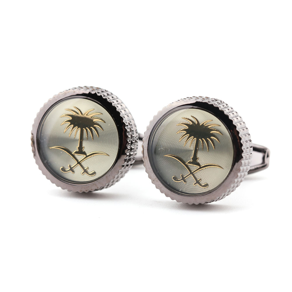 Saudi Arabia pattern CD disc glue enamel metal cufflinks