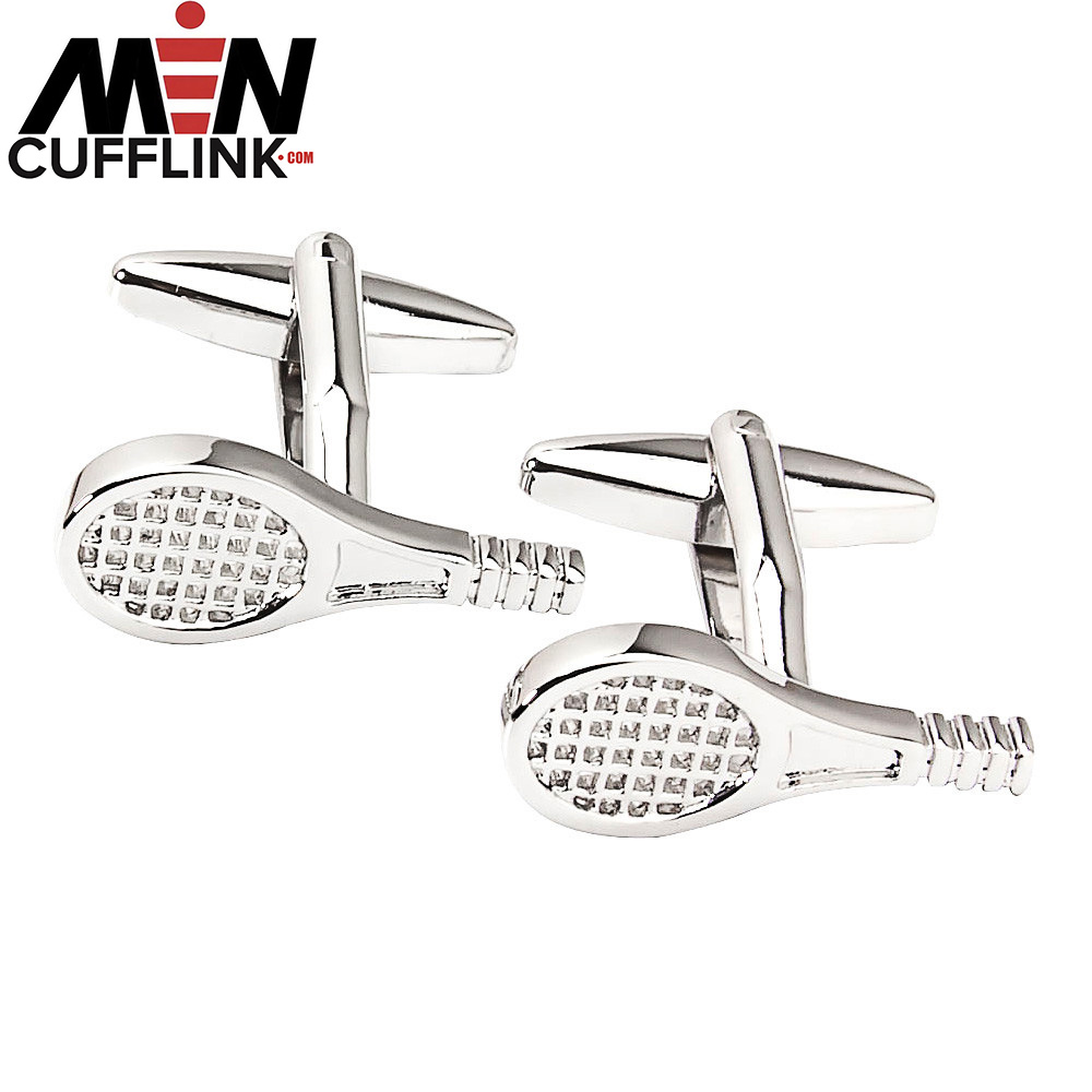 Silver Tennis Racquet Metal Cufflinks