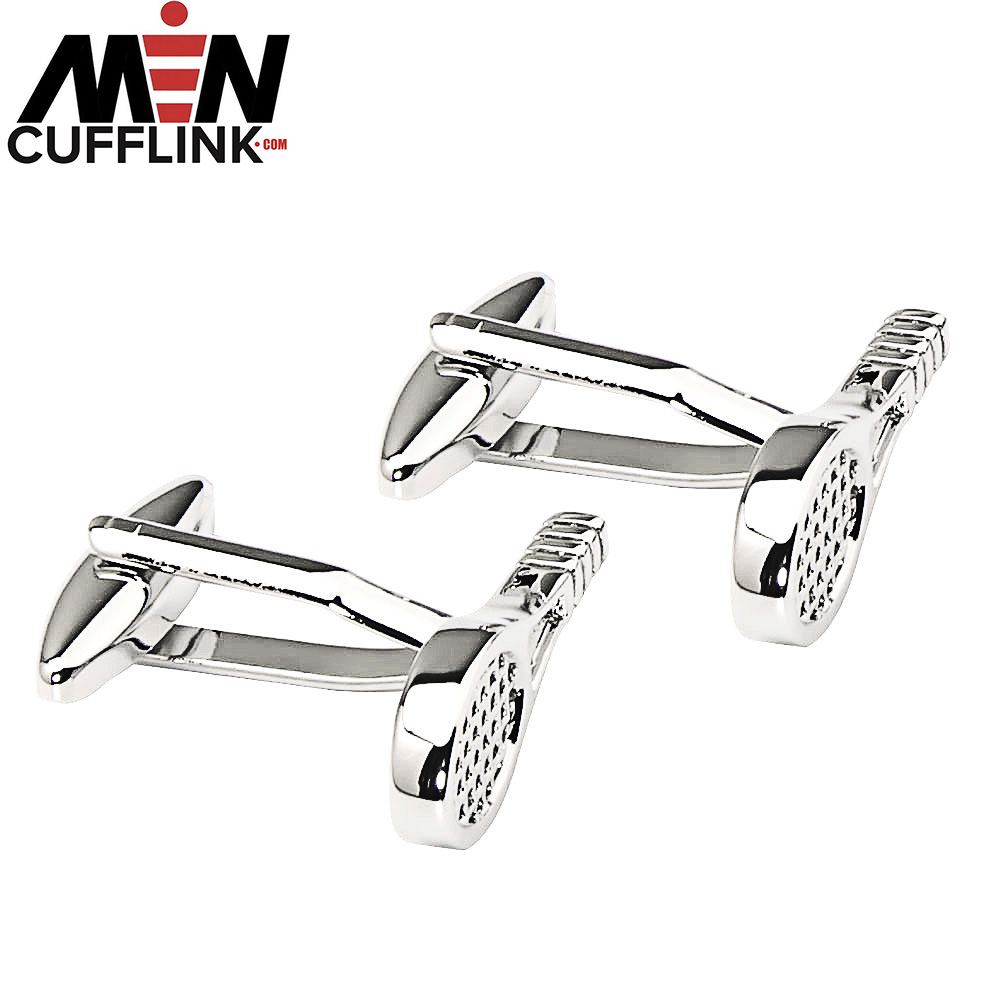 Silver Tennis Racquet Metal Cufflinks