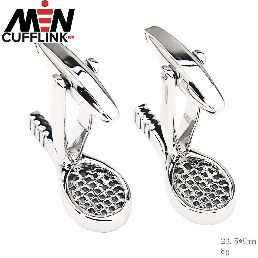 Silver Tennis Racquet Metal Cufflinks