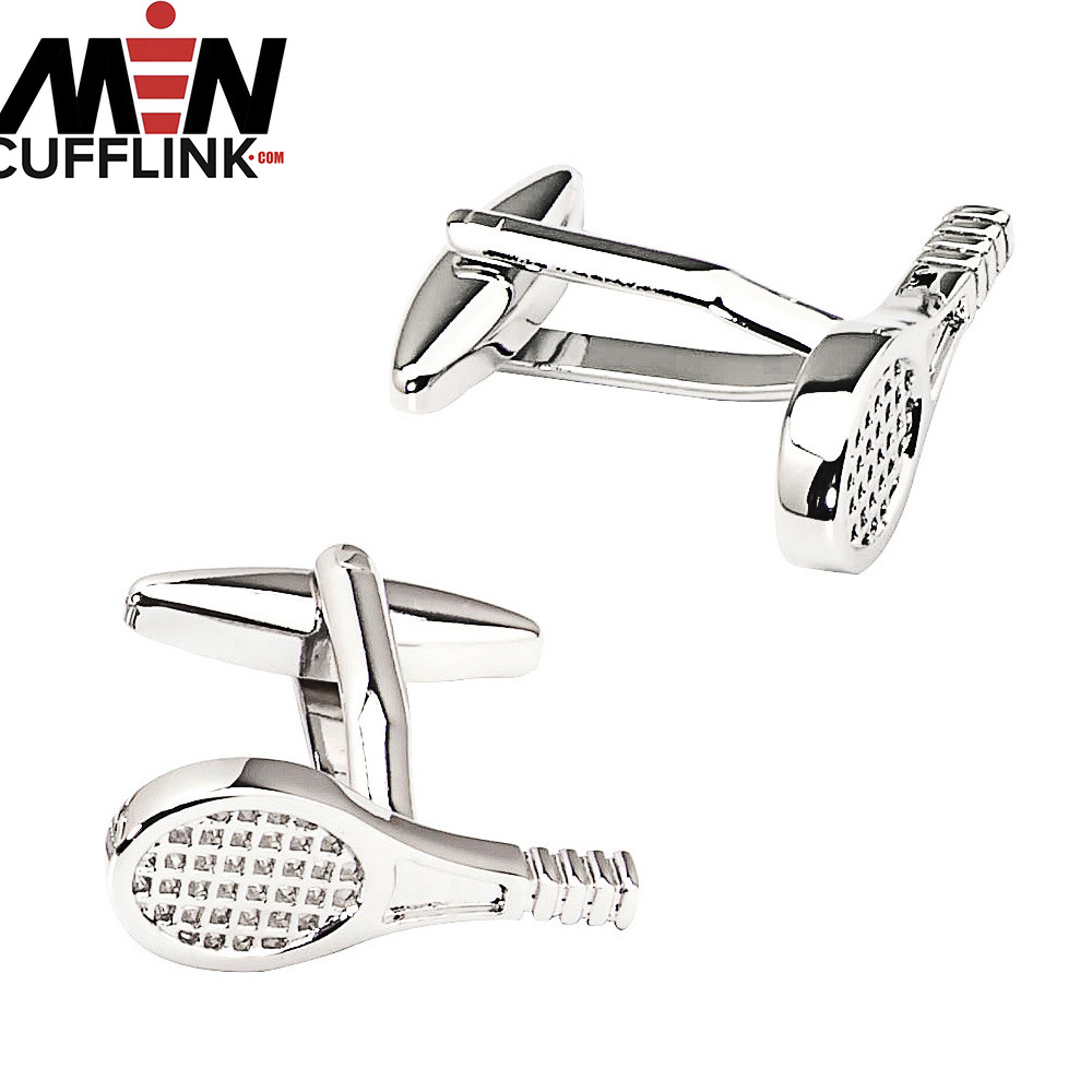 Silver Tennis Racquet Metal Cufflinks