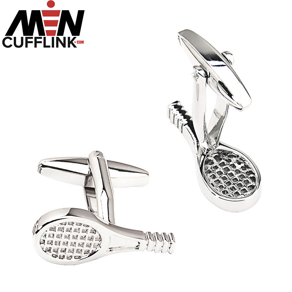 Silver Tennis Racquet Metal Cufflinks